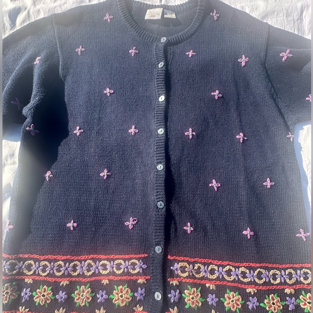 Vintage Fiorlini Cardigan Embroidered Cottagecore Knit BOHO 90s Artistic - Picture 13 of 17